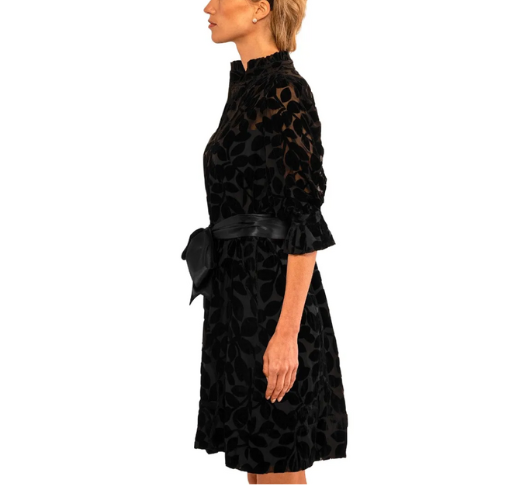 
            
                Load image into Gallery viewer, Gretchen Scott - Outta Sight Tunic Dress in Black Luxe Leaf Velvet
            
        