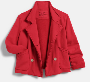 Frank & Eileen - Labcrop Mini Belfast Crop Cotton Peacoat in Crimson