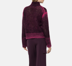 Luisa Cerano - Long Sleeve Marled Mock Neck Sweater in Purple