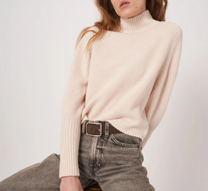 Repeat - Baby Wool Mock Neck Sweater in Pearl