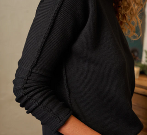 Frank & Eileen - Roll Mock Neck and Hem Sweater in Black