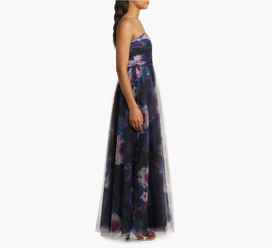 ML Monique Lhuillier - Nataly Strapless Tulle Gown in Midnight Orchid ...