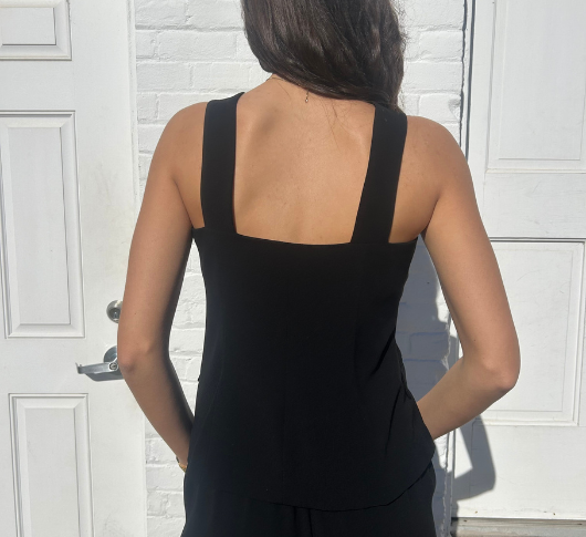 Drew - Billie Crepe Top with Straps in Black