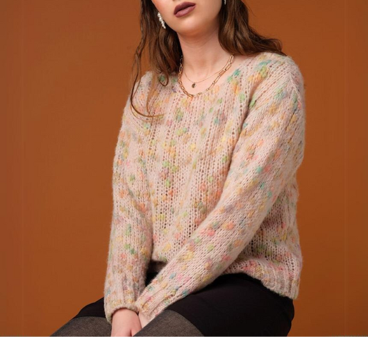 Skovhuus - Soft Dot Wool Acryllic Sweater in Pink Pastel