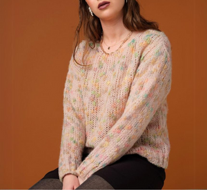 Skovhuus - Soft Dot Wool Acryllic Sweater in Pink Pastel