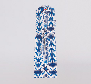 Vilagallo - Livia Ikat Print Dress in Blue