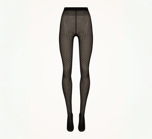 Wolford - Satin Touch Dots Tights in Black/Black