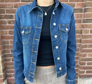 Mac - Rich Rounded Hem Denim Jacket in Night Blue