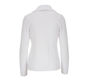 Kinross Cashmere - Garter and Rib Cardigan in Winter White