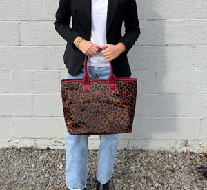 M.ANDONIA - Cheetah Tote Bag with Red Leather Trim