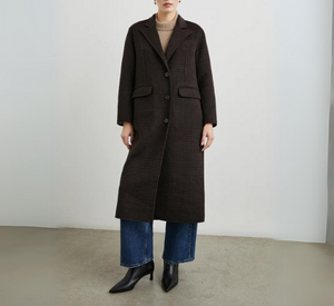 Rails - Gallery Long Wool Coat in Espresso Houndstooth