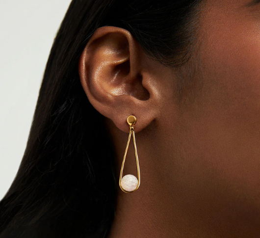 Dean Davidson Design - Mini Ipanema Small Long Drop Earrings in Moonstone and Gold