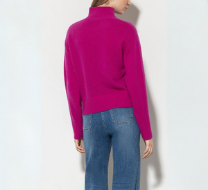 Luisa Cerano - Long Sleeve Wool-Cashmere Blend Mock Neck Sweater in Ultra Pink