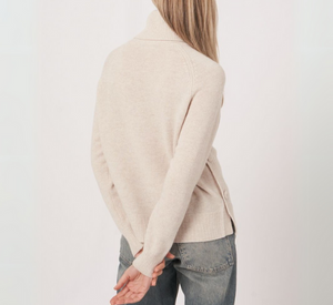 Repeat - Baby Wool Turtleneck with Side Buttons in Moondust