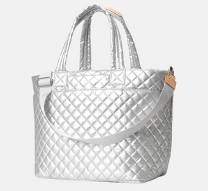 MZ Wallace - Large Metro Deluxe Quilted Tote in Matte Silver