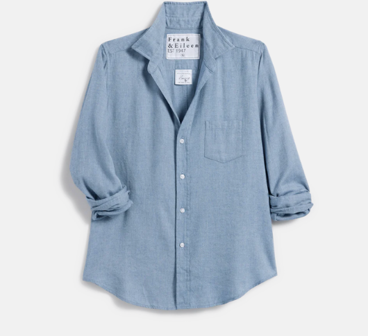 Frank & Eileen - Barry Tailored Herringbone Button Up Shirt in Blue