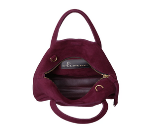 OLIEVE - Taya Top Handle Suede Crossbody in Mulberry