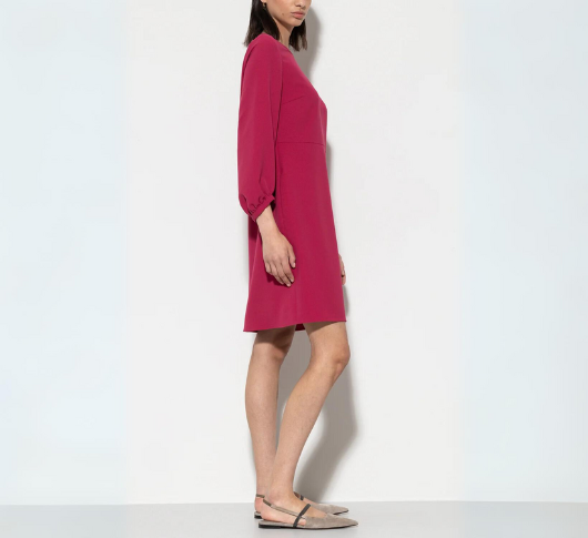 Luisa Cerano - Crepe Banded Cuff Dress in Berry Pink