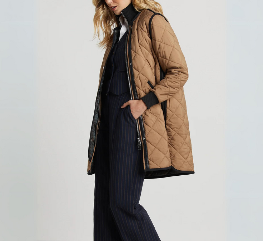 Adroit Atelier - Libby Quilted Full Zip Coat in Toffee