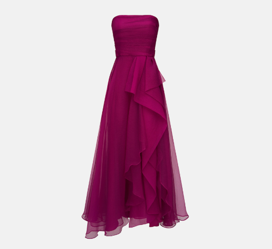 Theia - Teresa Strapless Organza Dress in Sangria