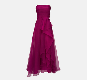 Theia - Teresa Strapless Organza Dress in Sangria