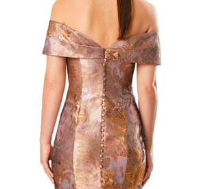 Daymor - Fold-Over Off-Shoulder N°1852 Gown in Mocha/Multi