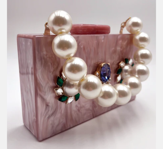 Anton Heunis - Box Clutch with Cluster Gems in Pink Multi