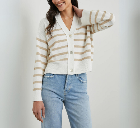 Rails - Geneva Cardigan in Sand Stripe