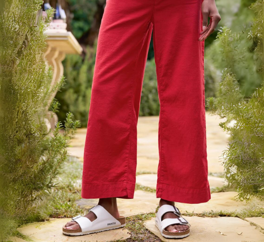Frank & Eileen - Wexford Wide-Leg Linen Pant in Double Decker Red