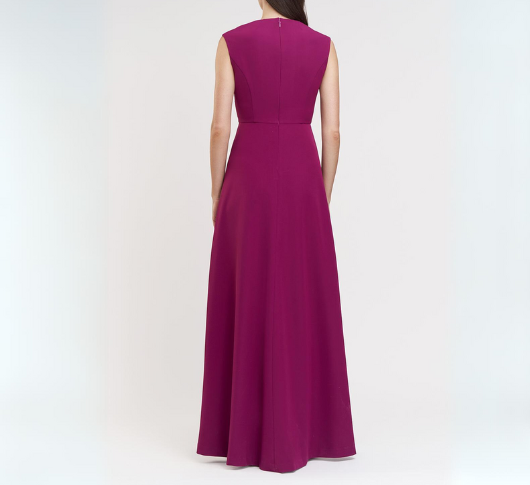 Kay Unger - Melora Sleeveless V-neck Faux Wrap Dress in Boysenberry