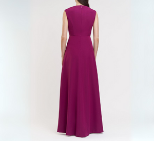 Kay Unger - Melora Sleeveless V-neck Faux Wrap Dress in Boysenberry