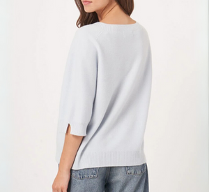 REPEAT Cashmere - Fine Knit Elbow Sleeve Cashmere Sweater in Wave