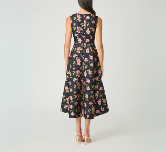 Shoshanna - Jeanne Sleeveless Flower Print Hi-Low Dress in Navy and Blush