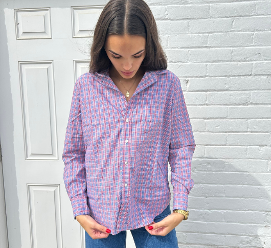 Frank & Eileen - Eileen Plaid Relaxed Button Down Top in Red and Blue