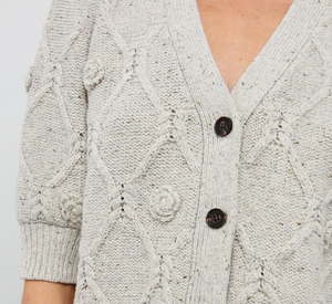 Rails - Isla Daisy Elbow Sleeve Button Down Cardigan in Grey