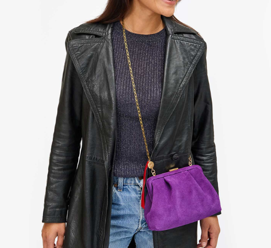 Clare V - Sissy Suede Frame Bag in Royal Purple