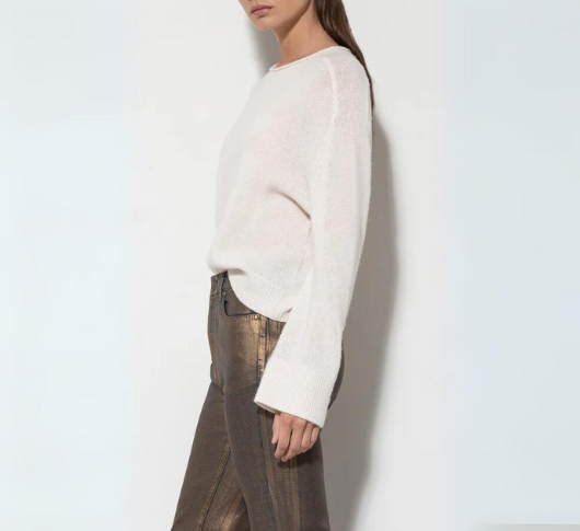 Luisa Cerano - Cashmere Wool Crew Sweater in Eggshell