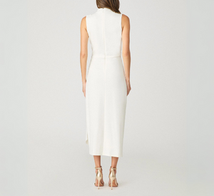 Shoshanna -  Park High Neck Ponte Side Drape Dress in Winter White