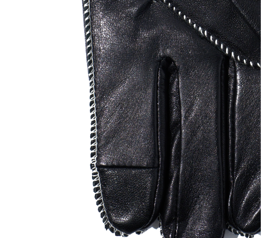 Echo - Stitched Leather Gloves in Black