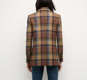 Veronica Beard - Oria Double Breasted Wide Plaid Dickey Jacket in Rust Blue