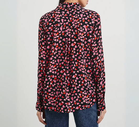 Rails - Josephine Love Struck Hearts Button Down Top in Pink, Red, and Black