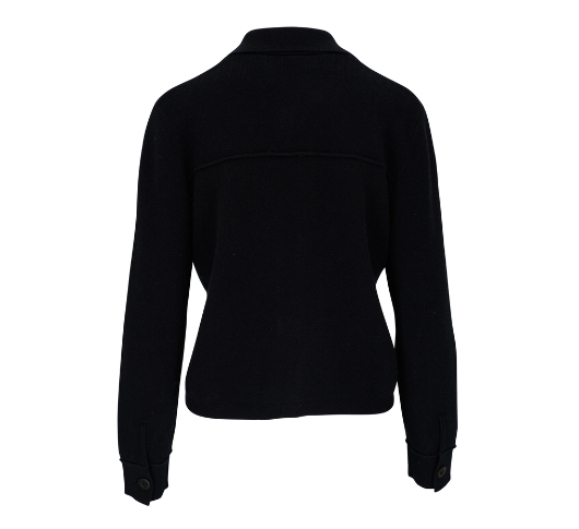 
            
                Load image into Gallery viewer, Kinross Cashmere - Doubleknit Crop Shacket in Black
            
        
