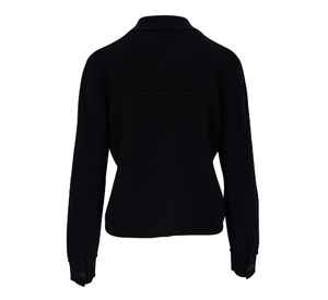 Kinross Cashmere - Doubleknit Crop Shacket in Black