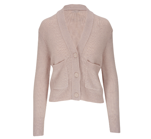 Kinross Cashmere - Pocket Vee Cardigan in Almond
