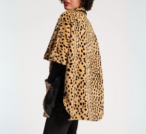 Frances Valentine - Nico Faux Fur Cheetah Poncho in Brown Multi