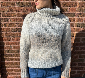 Skovhuus - Melange Turtleneck Sweater in Grey and Beige