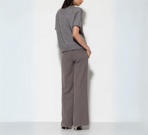 Luisa Cerano - Tab Closure Straight Leg Trouser in Taupe