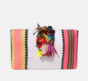 Simitri - Nomad Pinata Clutch with Sequin Closure in Neutral Multi