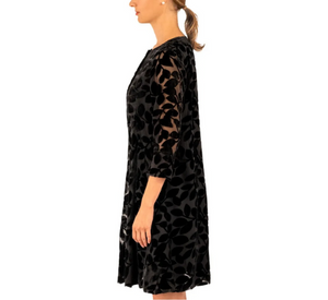 Gretchen Scott - Ursula Dress in Black Luxe Leaf Velvet