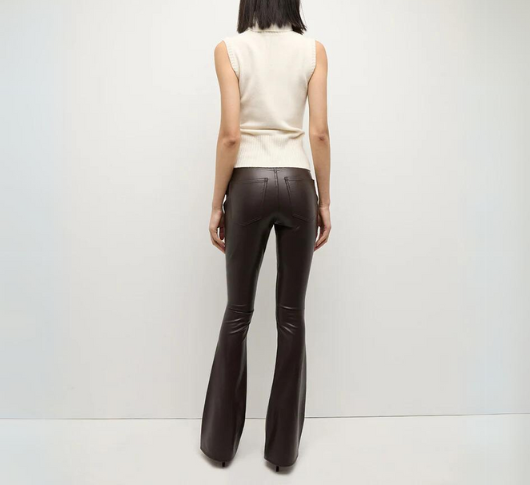 Veronica Beard - Hi-Rise Faux Leather Flare Pant in Dark Chocolate